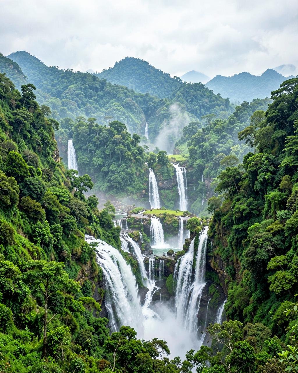 Lush green hills and waterfalls around Shillong and Cherrapunji, Meghalaya