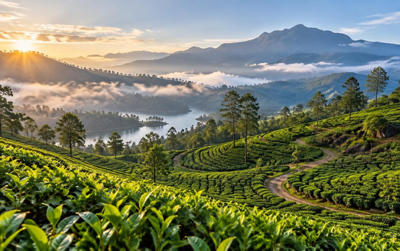 Tea plantations and misty mountains in Sri Lanka’s hill country
